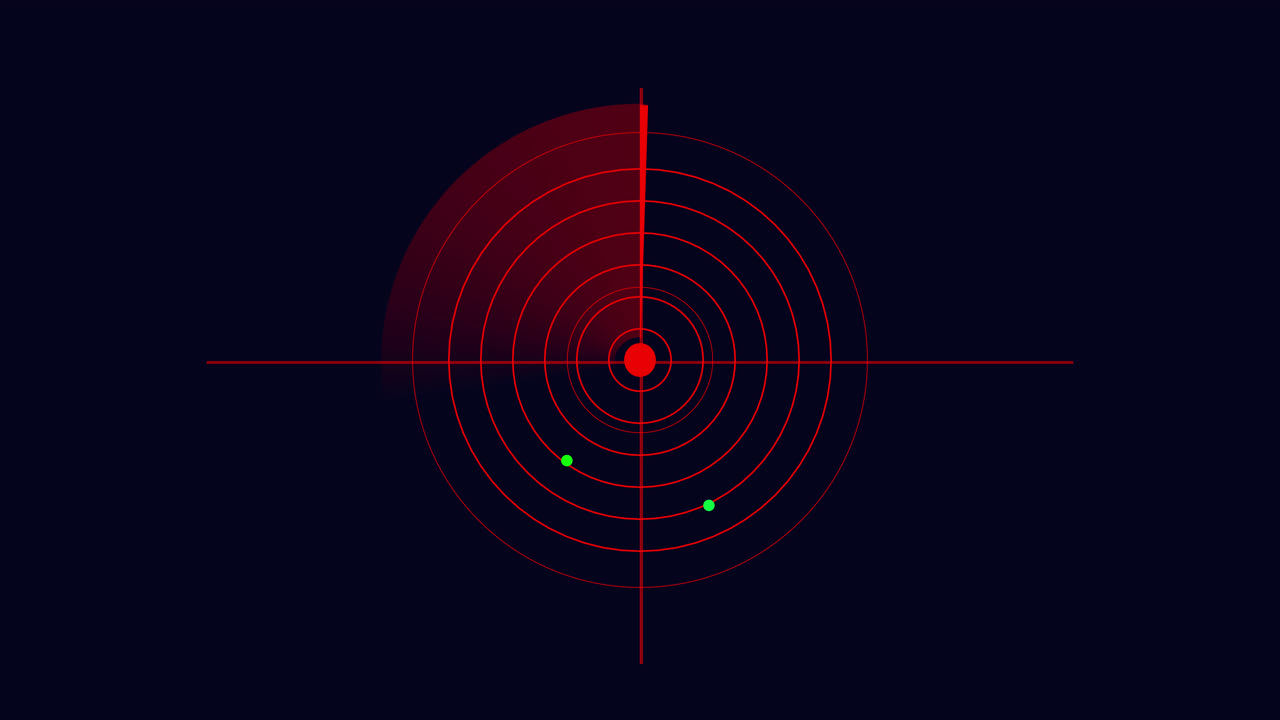 Rød Radarskærm Scanning Animationsloop