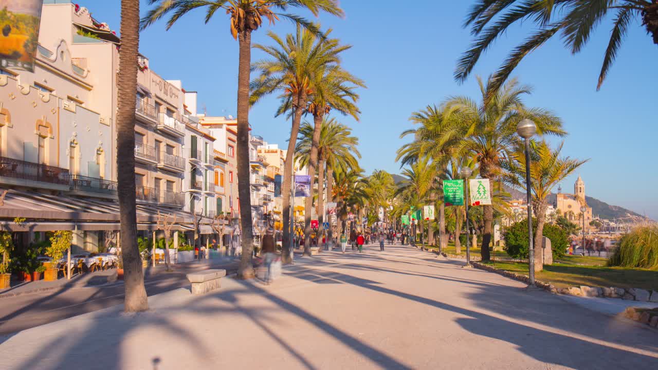 빛 시트지 산책 혼잡한 베이 4k 타임 스 스페인