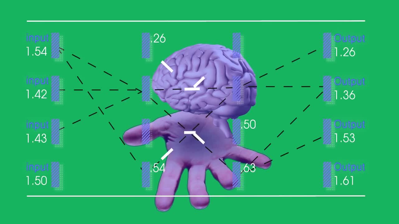 animación del procesamiento de datos sobre el cerebro