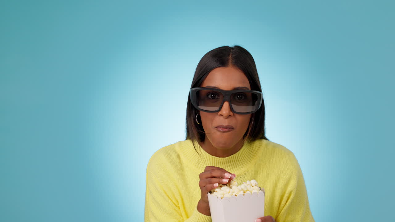 palomitas de maíz, 3d o mujer en el estudio para la película