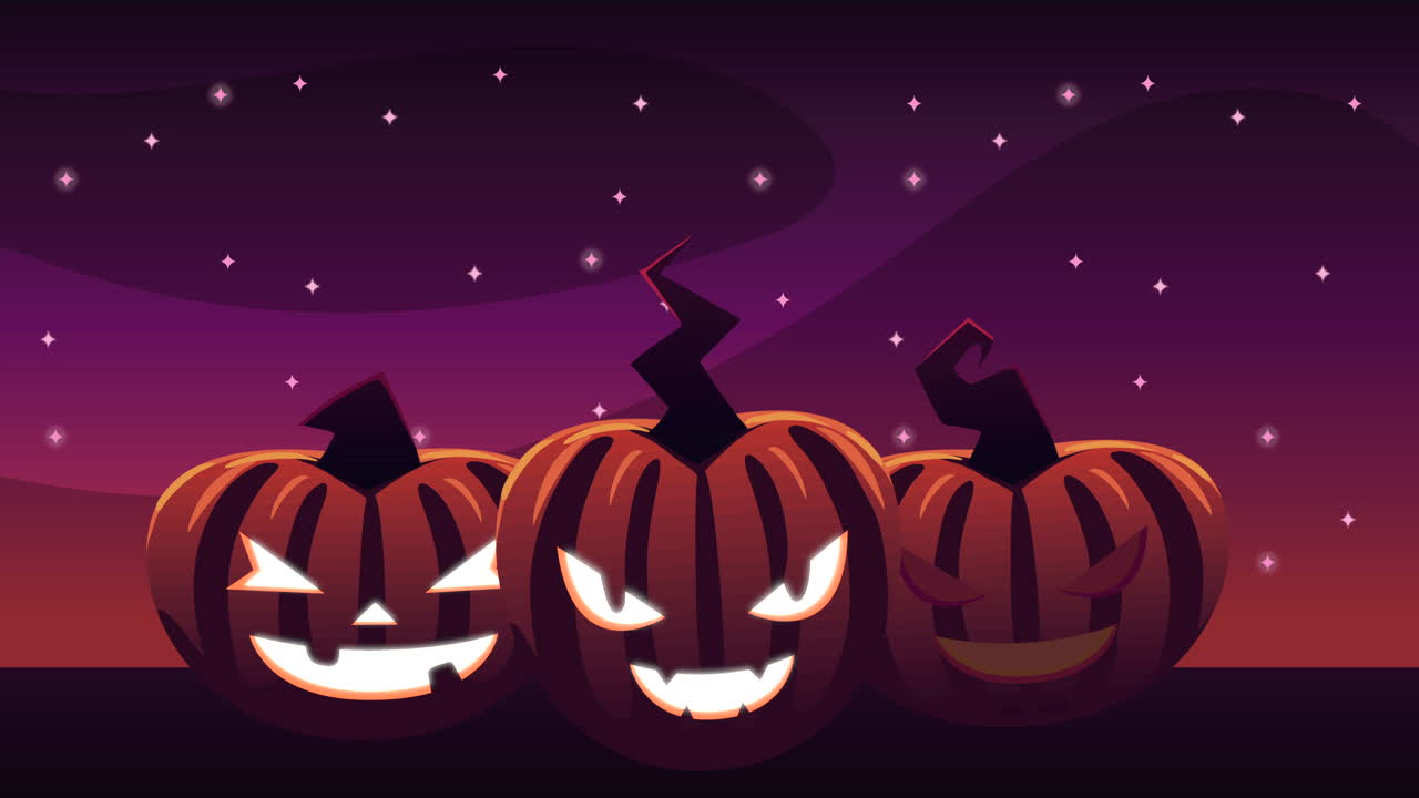feliz animación de halloween con calabazas