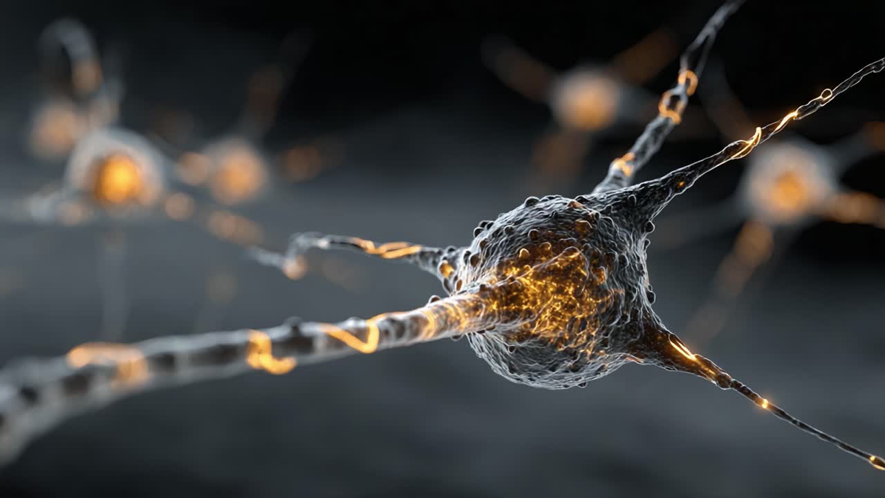 A Stunning Close-Up Visual of Neurons Firing with Dynamic Energy, Highlighting the Complexity of Neural Networks and Their Role in Brain Functionality and Communication