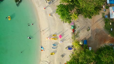 Turistas-Disfrutando-De-Actividades-Acuáticas-En-Un-Blanco-Tropical