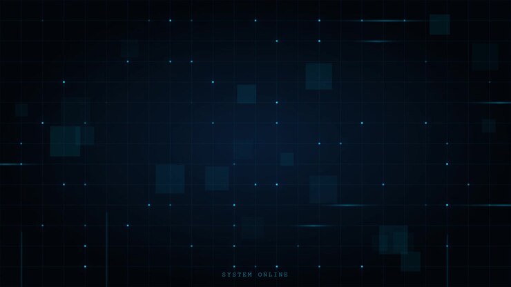 Abstract Digital Technology Background with Floating Squares and Grid Lines