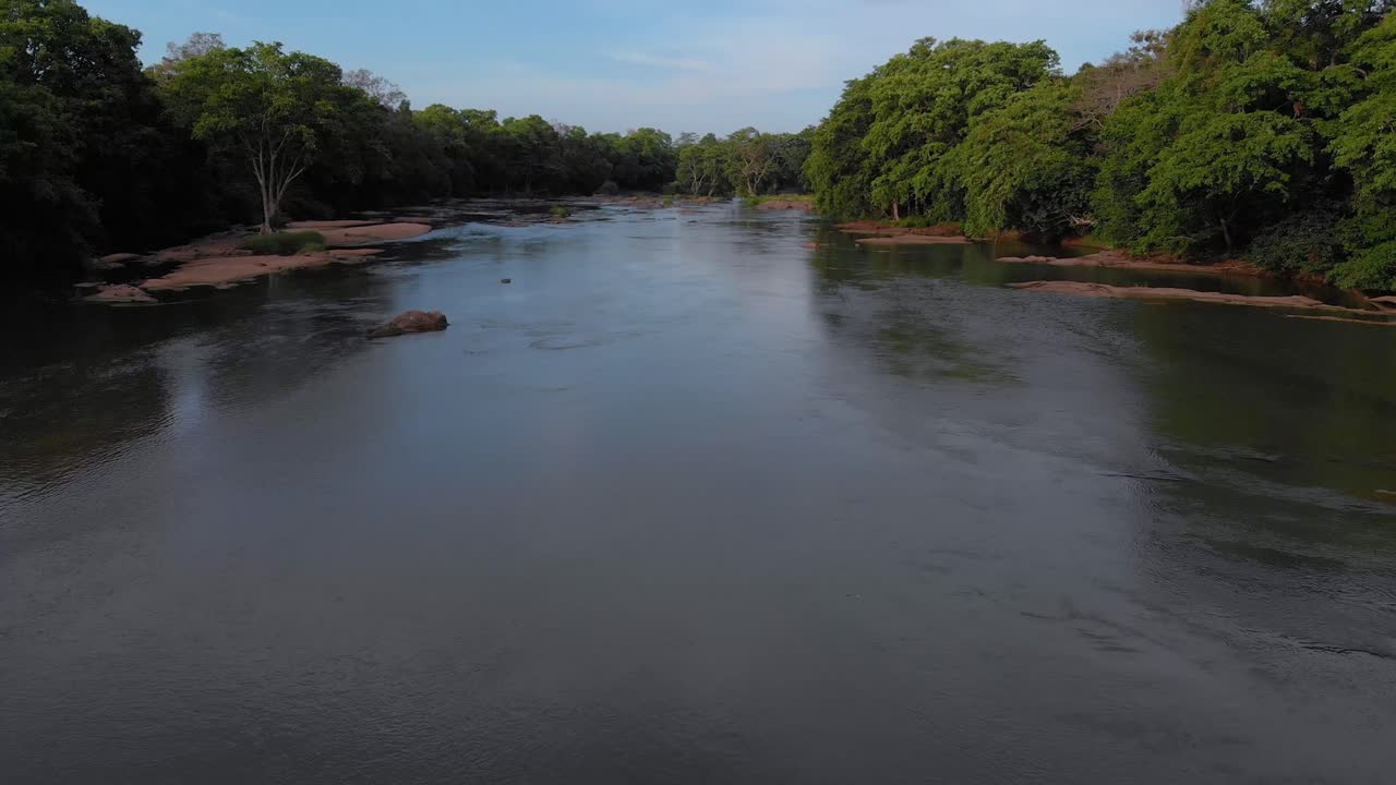 Aerial view of Sri Lanka's longest river Mahaweli