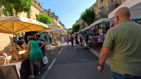 strolling through vibrant market with diverse goods