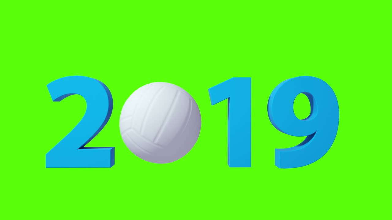 Volleyball 2019 design background on a Green Screen. 4K