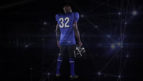 animation of network of connections over african american american football player