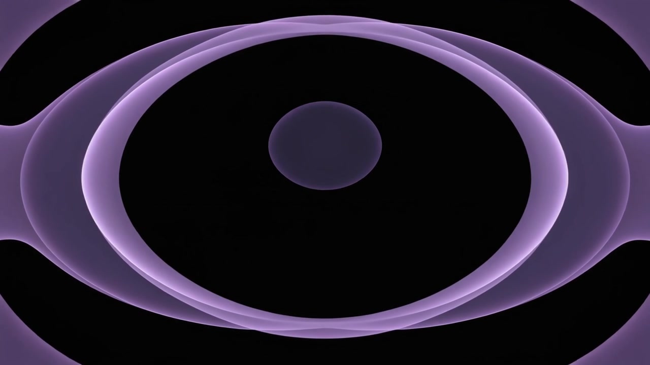 Abstrakte violette pulsierende Kreise und Kugeln auf schwarzem Hintergrund