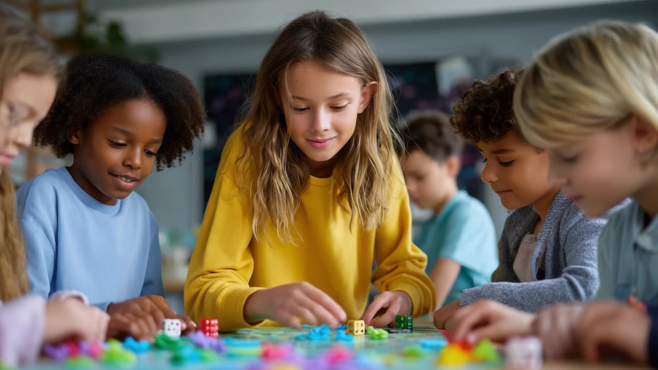 Children Playing Board Game Together