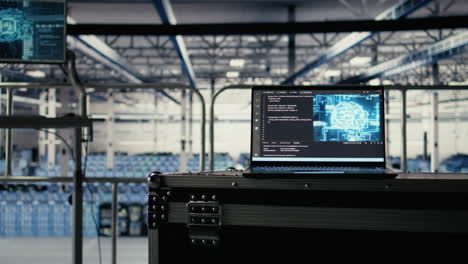 artificial intelligence technology on notebook in industrial data center facility