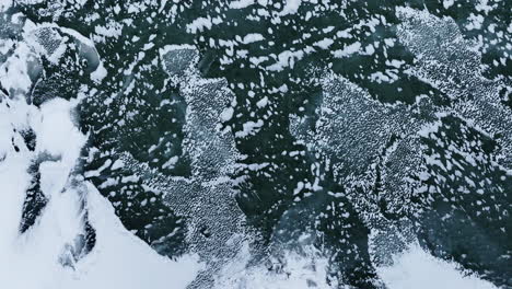 cinematic exploration above the winter-chilled waves of frozen lake michigan