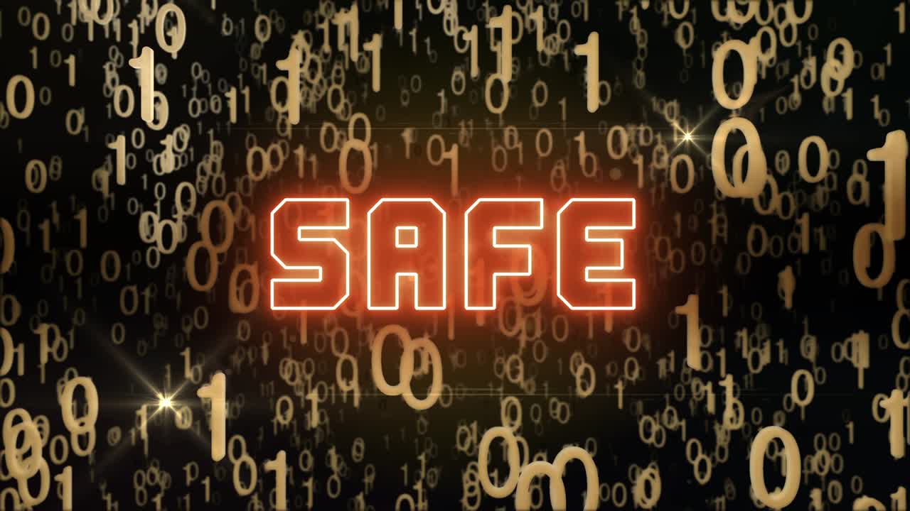 파란색 안전 개념과 디지털 코드