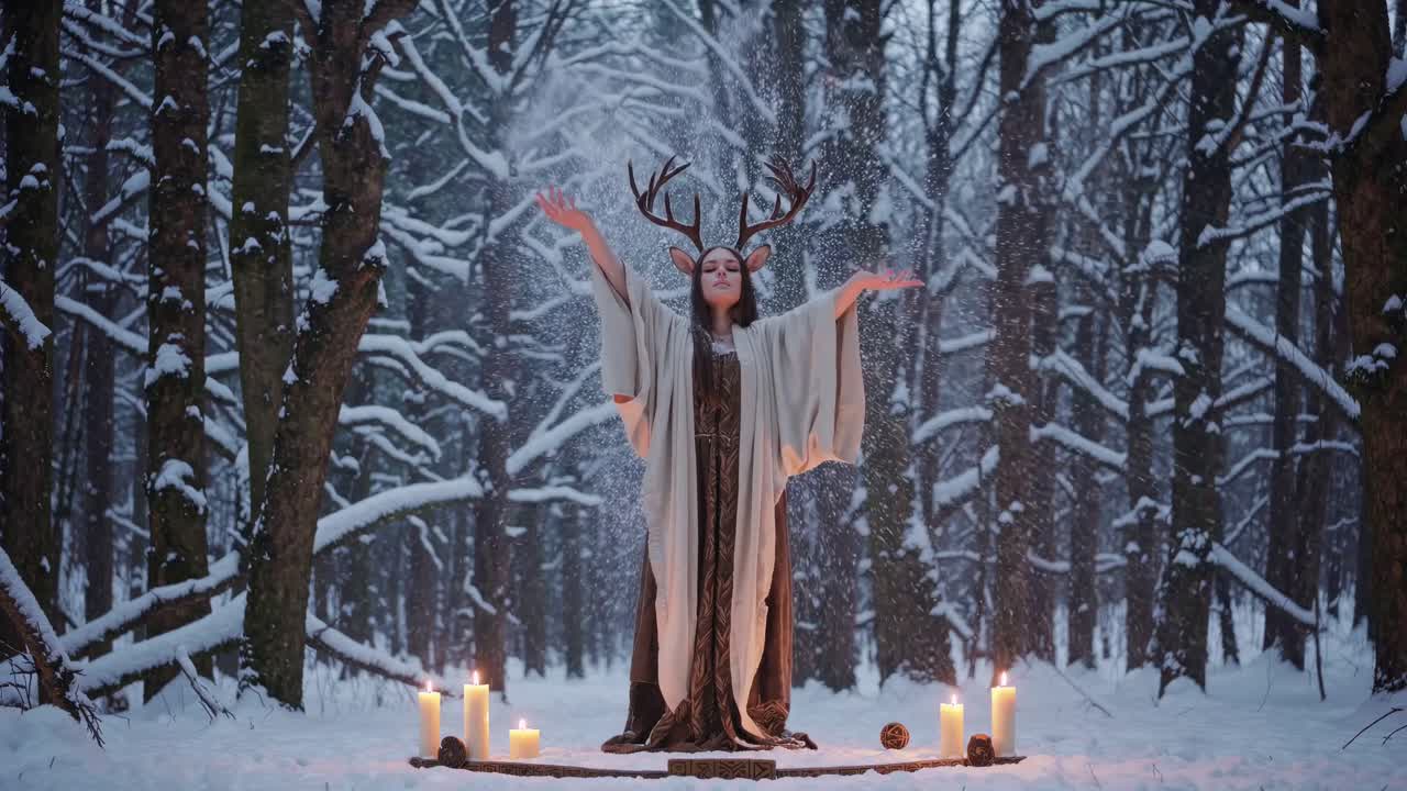 Winter Goddess in the Snowy Forest