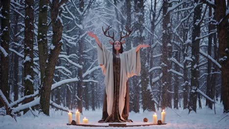 winter goddess in the snowy forest