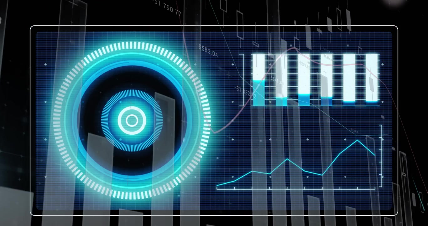 Animation of data processing and scope on screen