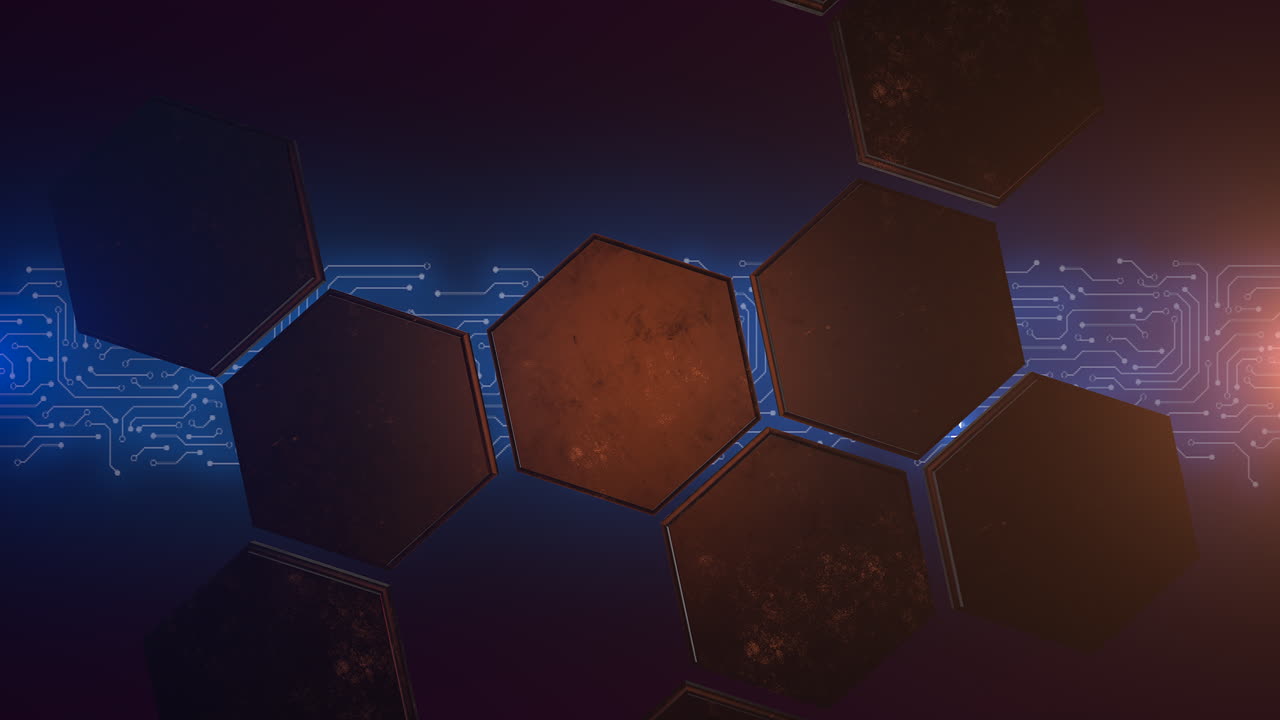 formas de hexágonos y líneas de neón