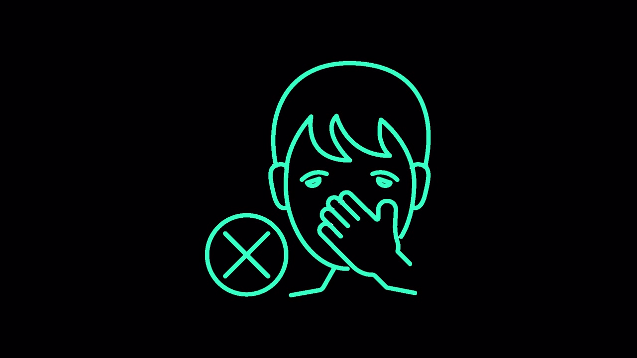 Animated Icon of Person Covering Mouth with No Talking Symbol
