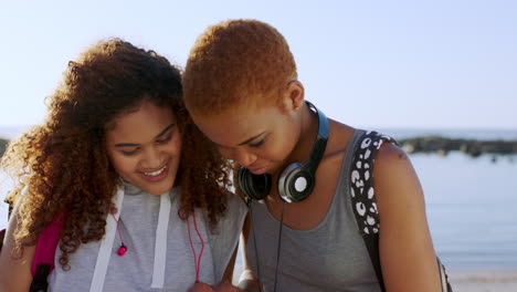girl friends, gen z and urban phone selfie