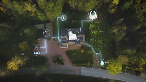 Visualisierung-Von-Solarmodulen,-Die-Verschiedene-Teile-Eines-Netzunabhängigen-Hauses-Mit-Strom-Versorgen