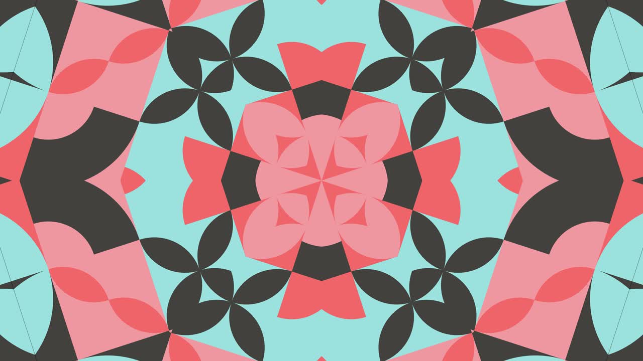 Sfondo motion graphic in stile flat design. Mosaico geometrico con tessere animate. Motivo dinamico astratto multicolore