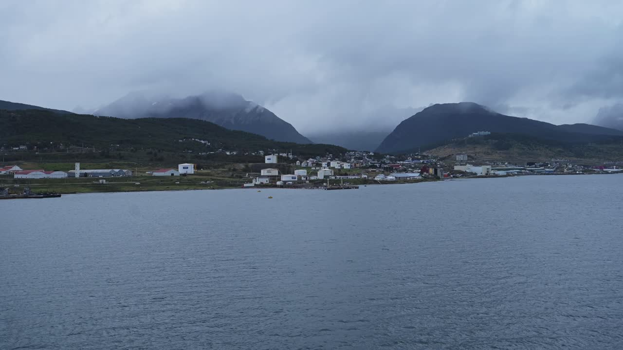 Ushuaia in Patagonia in Argentina, View of Mountains and Landscape Scenery from Beagle Channel in Patagonian City in South America