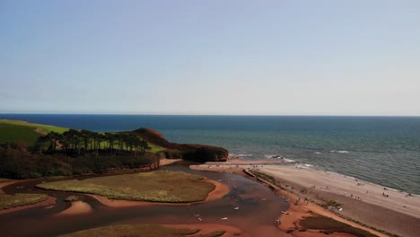 Antena-Sobre-El-Estuario-De-La-Nutria-En-Budleigh-Salterton-En-East-Devon