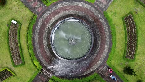 water fountain from above. aerial shot