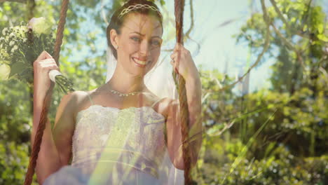 bride sitting in a swing