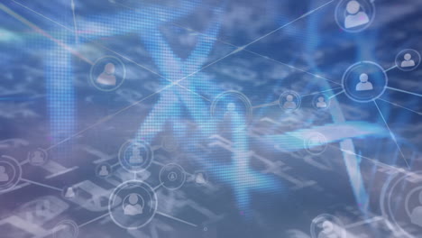 dna 가닥과 이진 코딩으로 연결된 네트워크의 애니메이션