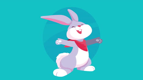 happy easter card with cute rabbit character