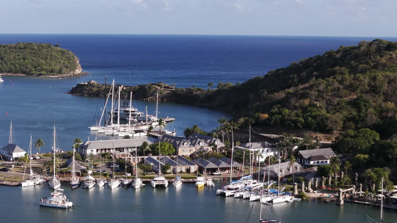 Aerial View of a Picturesque Caribbean Marina