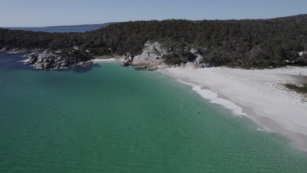 Taylors Beach, Sloop Reef In Tasmania, Australia In Summer - Drone Shot