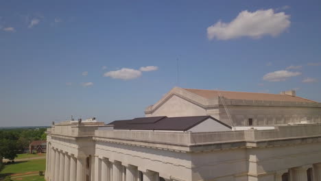 aerial drone moving from above to down towards the white house