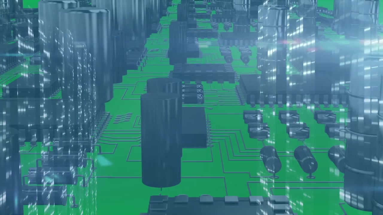 Animation of data processing over computer circuit board