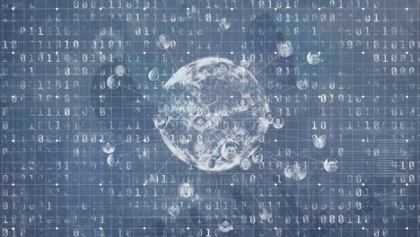 animation of data processing over globe with people icons