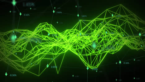 animación del procesamiento de datos y formas sobre fondo negro