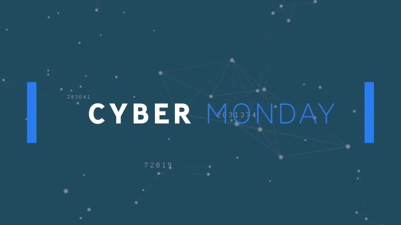 연결 네트워크를 통해 사이버 월요일 판매 텍스트의 애니메이션