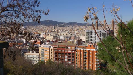 sunny day barcelona city montjuic park view 4k spain