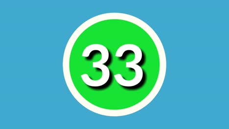 Number-33-thirty-three-cartoon-animation-on-green-screen-background,4k-cartoon-video-number-motion-graphics-for-video-elements