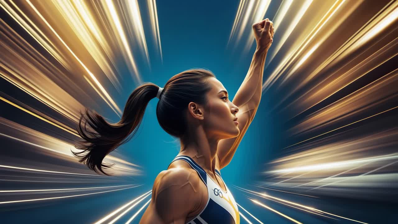 An athlete celebrating her success