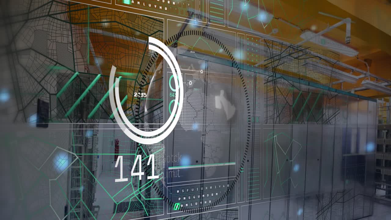 animación del alcance y procesamiento de datos a través de servidores informáticos