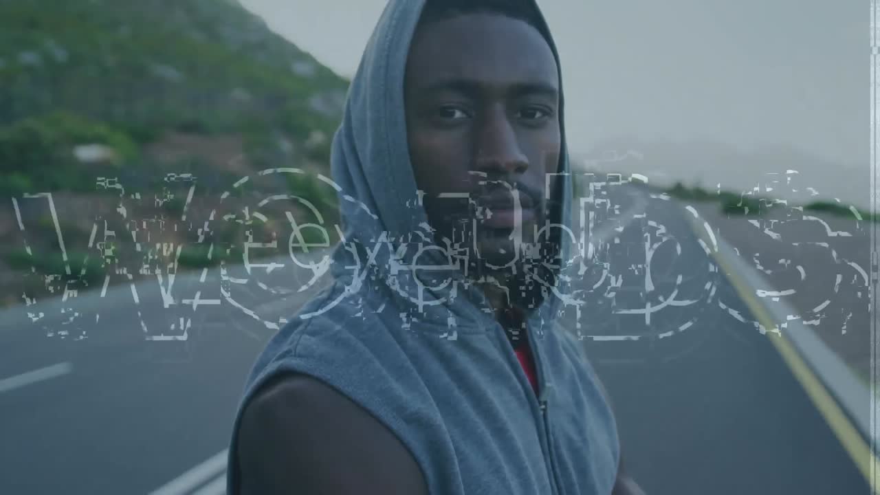 아프리카계 미국인 러너에 대한 레벨 업 텍스트의 애니메이션