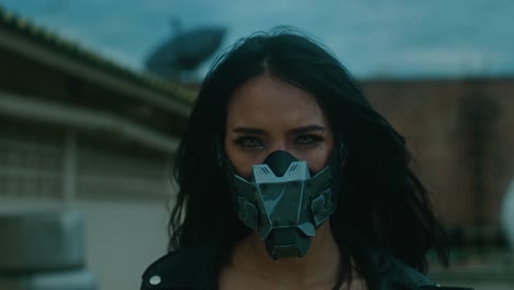 woman in cyberpunk mask