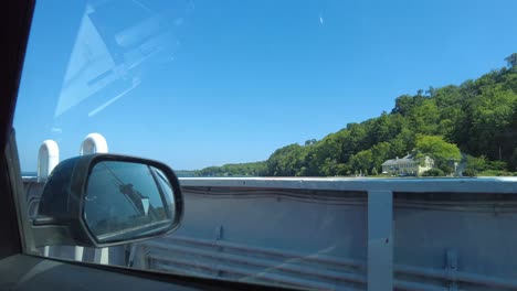 ferry ride inside car view window shot