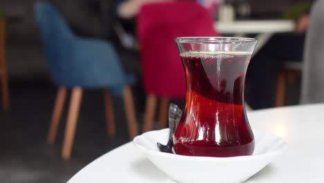 traditional turkish tea on white table