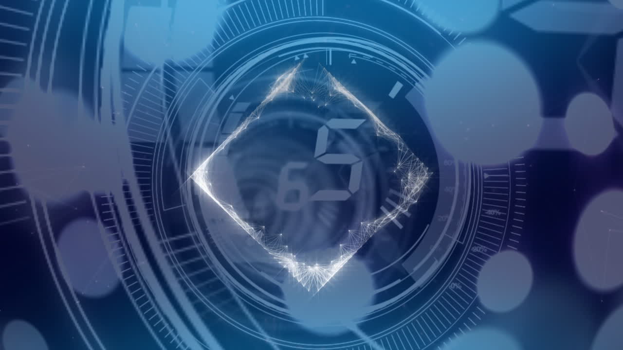 Animation of counting over blue background with dots