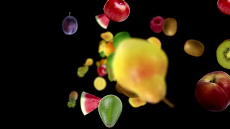 falling fruits background, loop, with alpha channel