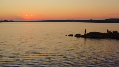 sunset river scenic landscape. sunset river water horizon landscape