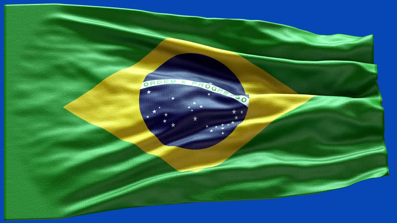 Bandeira do Brasil 4k Altamente Detalhada - Bandeira do Brasil com Alto Detalhe - Bandeira nacional do Brasil com Padrão de onda e Elementos em loop